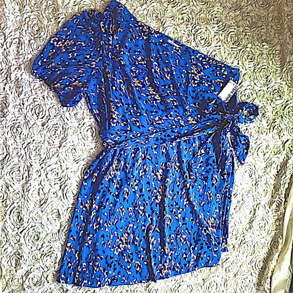 . New Nine West size 4X one shoulder leopard print dress